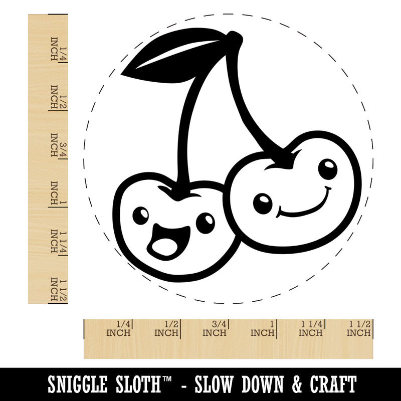 Couple of Cute and Kawaii Cherry Buddies Cherries Self-Inking Rubber Stamp for Stamping Crafting Planners