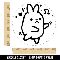 Cute Kawaii Bunny Rabbit Dancing to Music Self-Inking Rubber Stamp for Stamping Crafting Planners