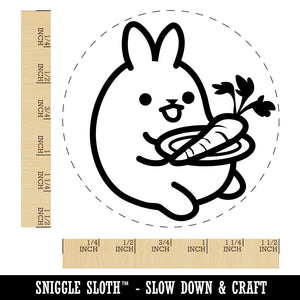 Cute Kawaii Bunny Rabbit Eating a Carrot for Lunch Self-Inking Rubber Stamp for Stamping Crafting Planners