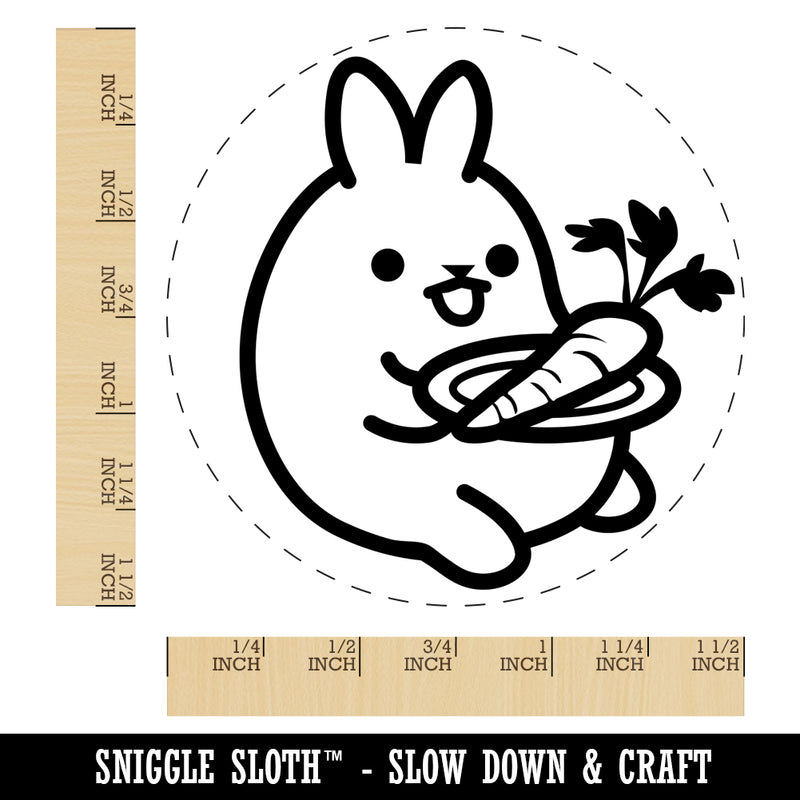 Cute Kawaii Bunny Rabbit Eating a Carrot for Lunch Self-Inking Rubber Stamp for Stamping Crafting Planners