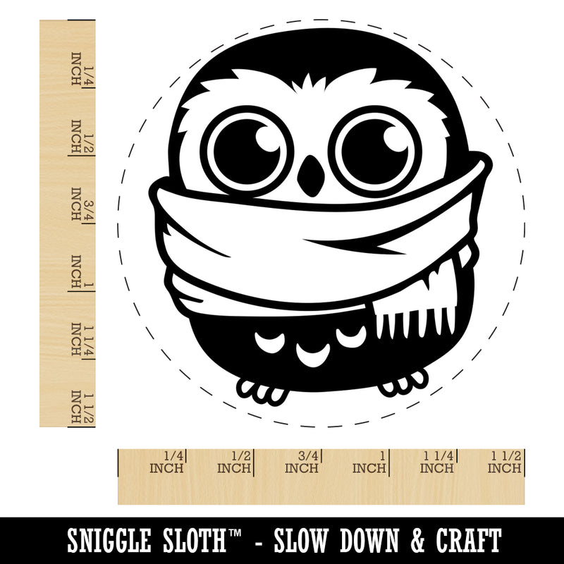 Cute Little Owl with Big Scarf Self-Inking Rubber Stamp for Stamping Crafting Planners