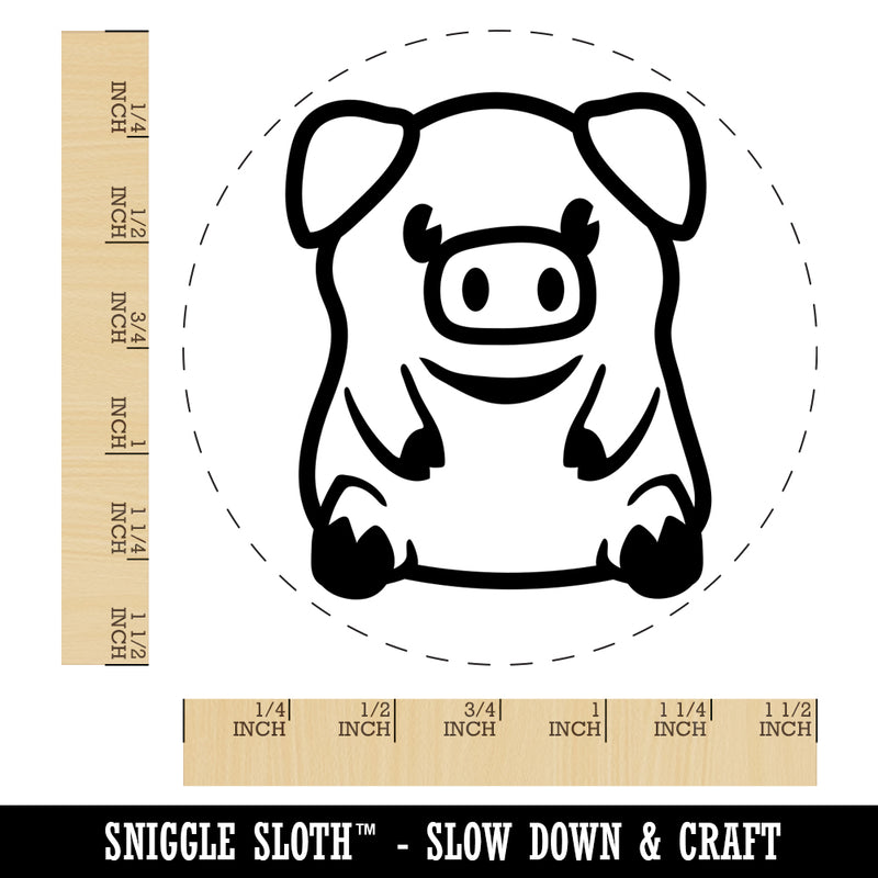 Cute Little Pig Sitting Self-Inking Rubber Stamp for Stamping Crafting Planners