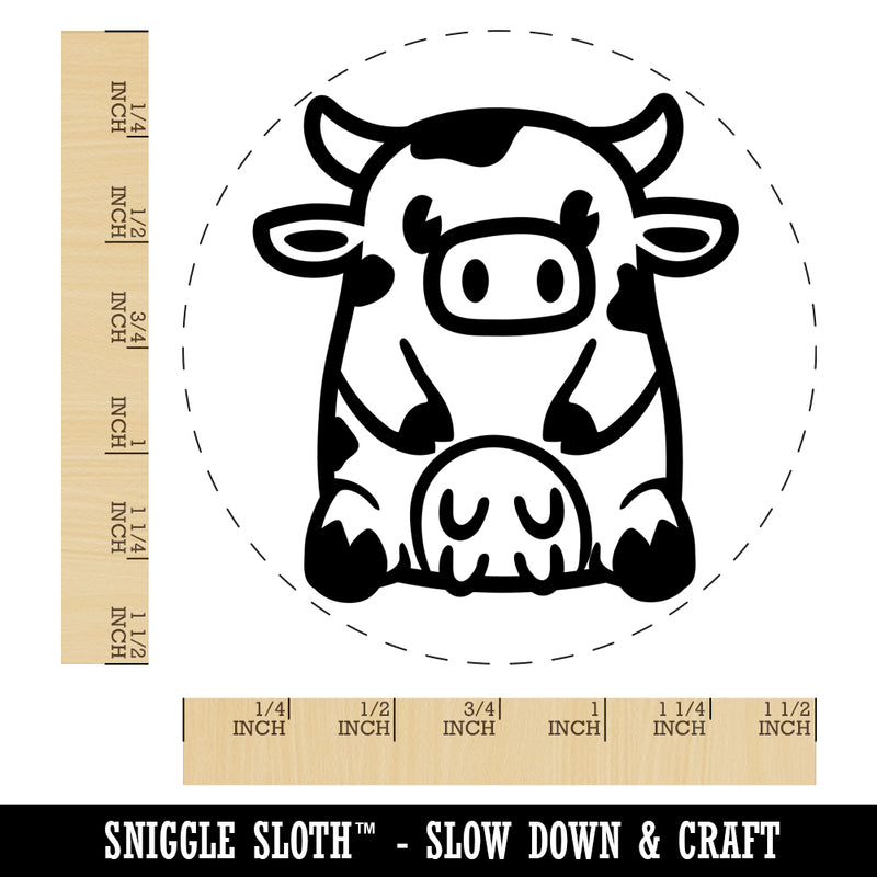 Cute Spotted Cow Sitting Self-Inking Rubber Stamp for Stamping Crafting Planners