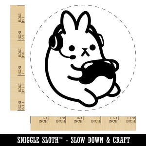 Geek Gamer Bunny Rabbit Playing Console Games Self-Inking Rubber Stamp for Stamping Crafting Planners