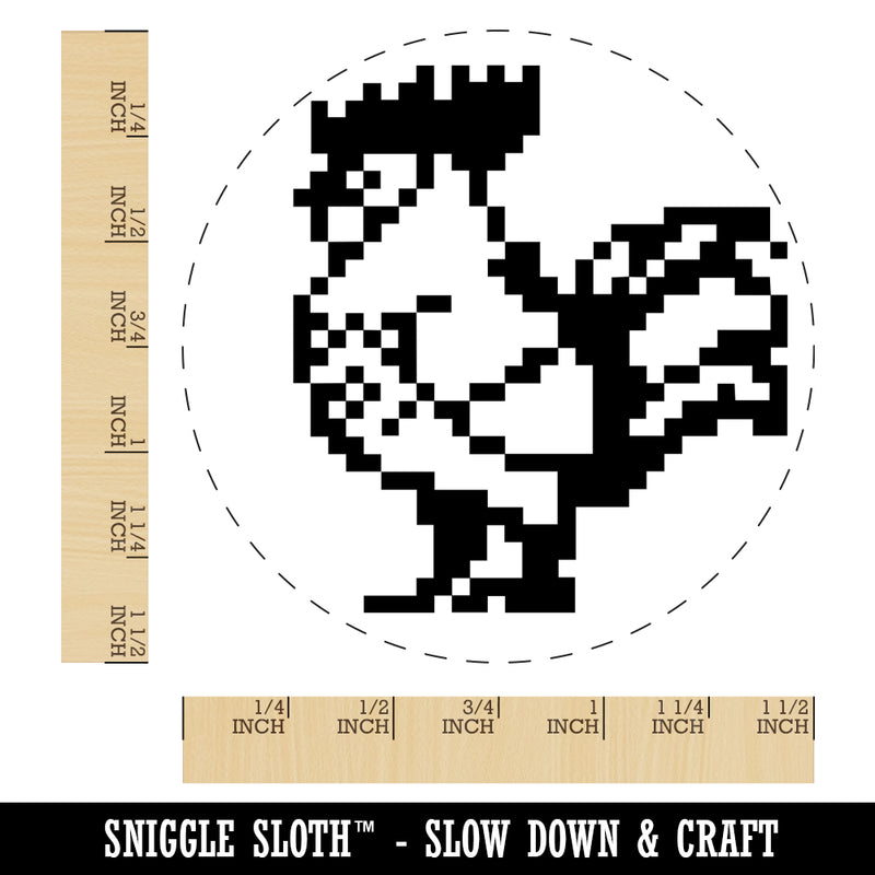 Pixel Rooster Chicken Self-Inking Rubber Stamp for Stamping Crafting Planners