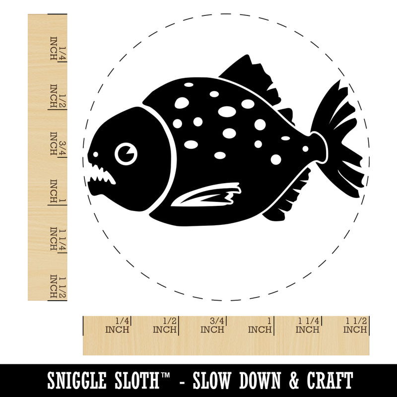 Toothy Piranha Fish Self-Inking Rubber Stamp for Stamping Crafting Planners