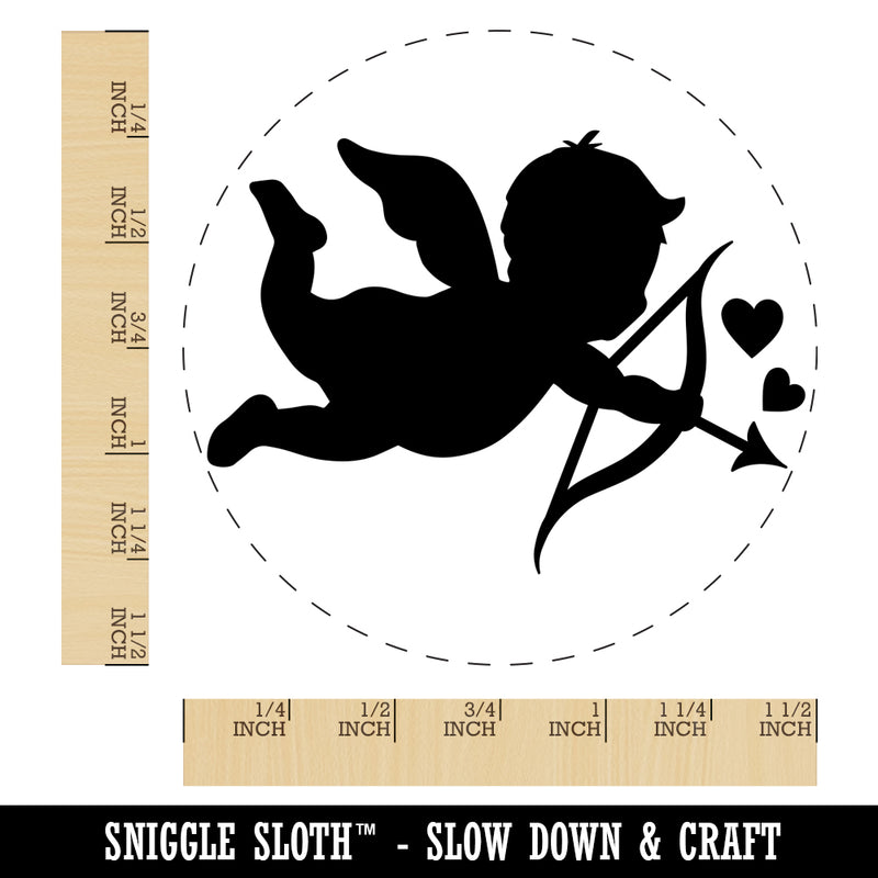 Cupid with Arrow Hearts Valentine's Day Silhouette Self-Inking Rubber Stamp for Stamping Crafting Planners