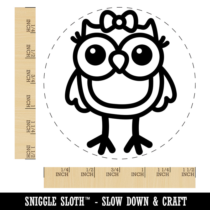 Cute Girl Owl with Bow Self-Inking Rubber Stamp for Stamping Crafting Planners