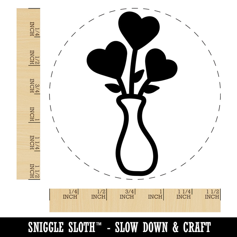 Vase of Heart Flowers Valentine's Day Self-Inking Rubber Stamp for Stamping Crafting Planners