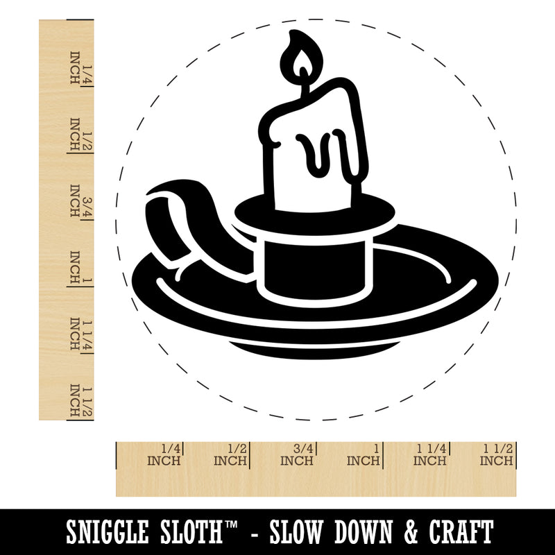 Candle on a Holder Self-Inking Rubber Stamp for Stamping Crafting Planners