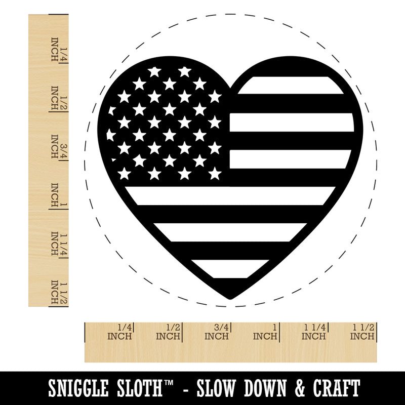 Heart Shaped American Flag United States of America USA Self-Inking Rubber Stamp for Stamping Crafting Planners