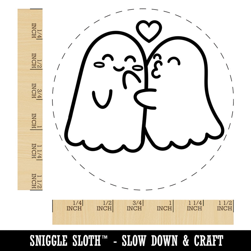 Two Ghosts in Love Kissy Face Halloween Self-Inking Rubber Stamp for Stamping Crafting Planners