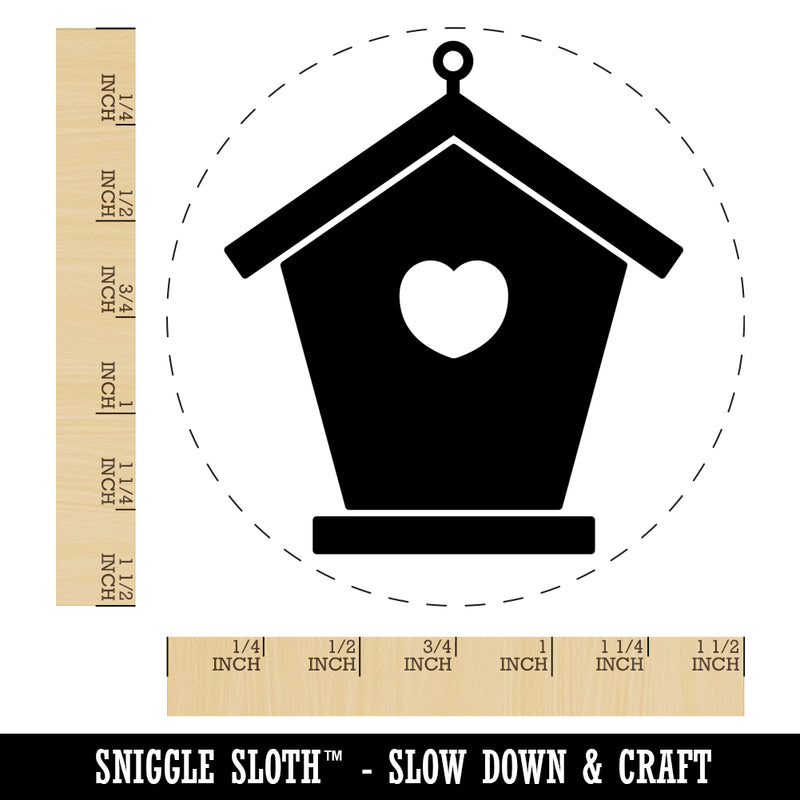 Birdhouse Silhouette with Heart Self-Inking Rubber Stamp for Stamping Crafting Planners