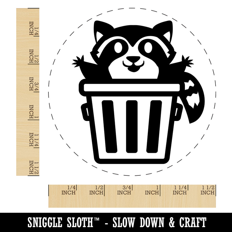 Lively Raccoon in Trash Can Self-Inking Rubber Stamp for Stamping Crafting Planners