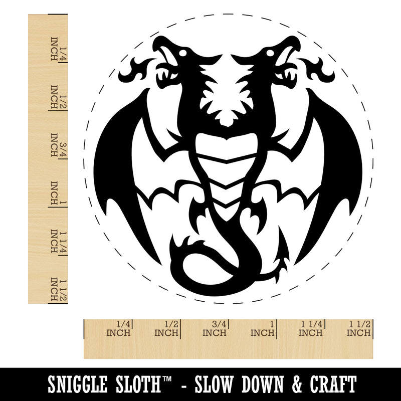 Two Headed Dragon Drake Wyvern Self-Inking Rubber Stamp for Stamping Crafting Planners
