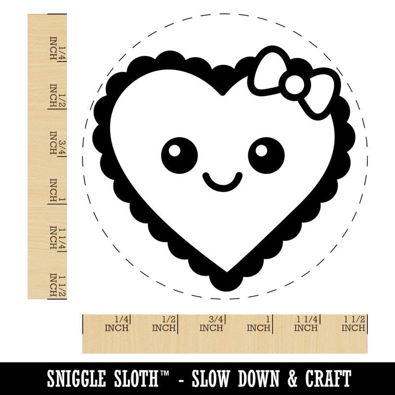 Cute Kawaii Heart with Bow Self-Inking Rubber Stamp for Stamping Crafting Planners