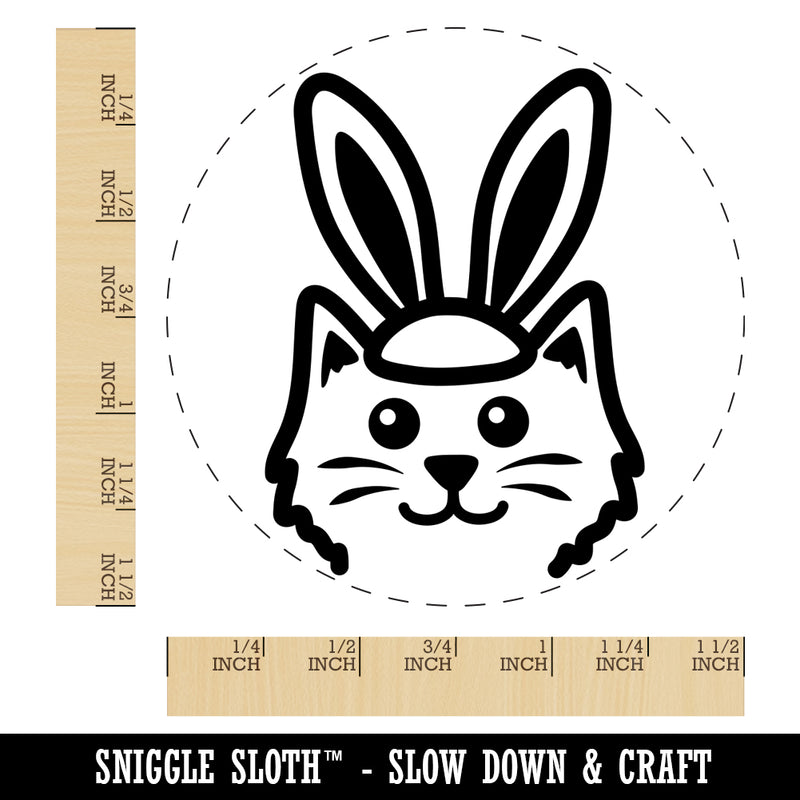 Easter Cat with Bunny Ears Self-Inking Rubber Stamp for Stamping Crafting Planners