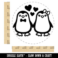 Penguin Couple in Love Anniversary Self-Inking Rubber Stamp for Stamping Crafting Planners