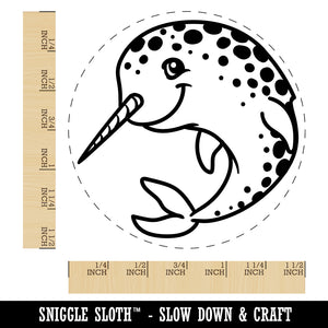 Cheery Spotted Narwhal Self-Inking Rubber Stamp for Stamping Crafting Planners