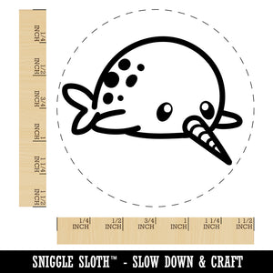 Chibi Narwhal Plopped on Belly Self-Inking Rubber Stamp for Stamping Crafting Planners