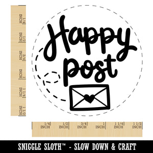 Happy Post Mail Envelope with Heart Self-Inking Rubber Stamp for Stamping Crafting Planners