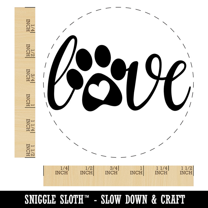 Love Script Paw Print with Heart Dog Cat Self-Inking Rubber Stamp for Stamping Crafting Planners
