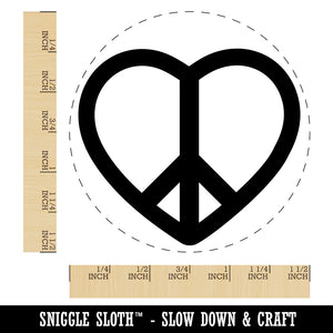 Peace Symbol in Heart Self-Inking Rubber Stamp for Stamping Crafting Planners