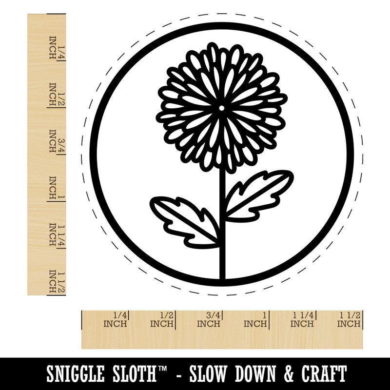 Mum Chrysanthemum Flower in Circle Self-Inking Rubber Stamp for Stamping Crafting Planners