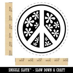 Peace Sign With Flowers Self-Inking Rubber Stamp for Stamping Crafting Planners