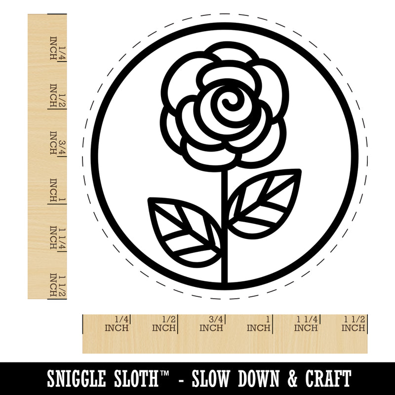 Rose Flower in Circle Self-Inking Rubber Stamp for Stamping Crafting Planners