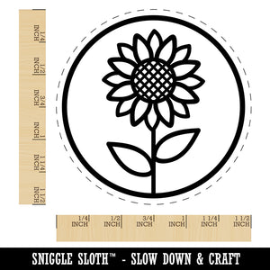 Sunflower in Circle Self-Inking Rubber Stamp for Stamping Crafting Planners