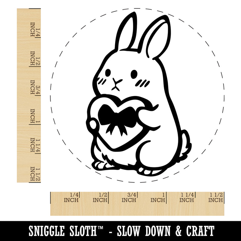 Cute Bunny Rabbit with Valentine's Day Heart Self-Inking Rubber Stamp for Stamping Crafting Planners