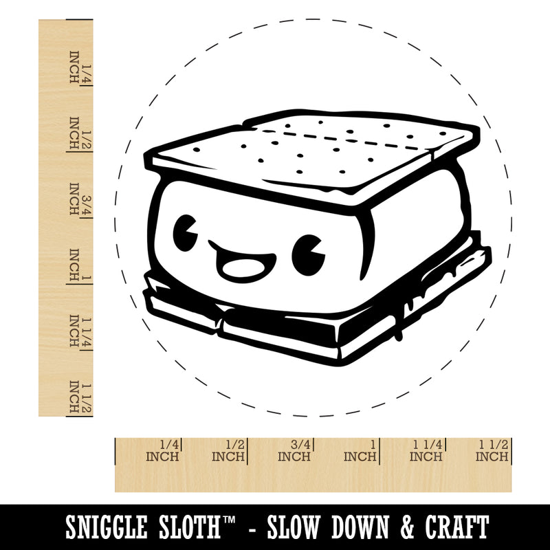 Cute Kawaii S'mores Marshmallow Self-Inking Rubber Stamp for Stamping Crafting Planners