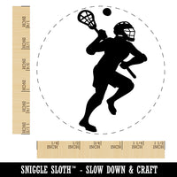 Lacrosse Player with Stick and Ball Self-Inking Rubber Stamp for Stamping Crafting Planners