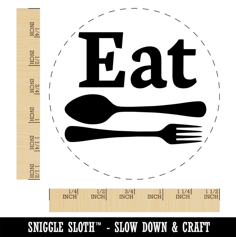 Eat Spoon and Fork Kitchen Self-Inking Rubber Stamp Ink Stamper for Stamping Crafting Planners