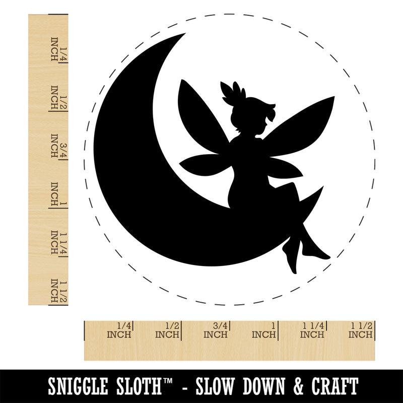 Fairy With Butterfly Wings Sitting on Moon Fantasy Self-Inking Rubber Stamp Ink Stamper for Stamping Crafting Planners