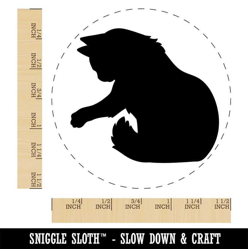 Fluffy Cat Kitten Hitting Something with Paw Claw Self-Inking Rubber Stamp Ink Stamper for Stamping Crafting Planners