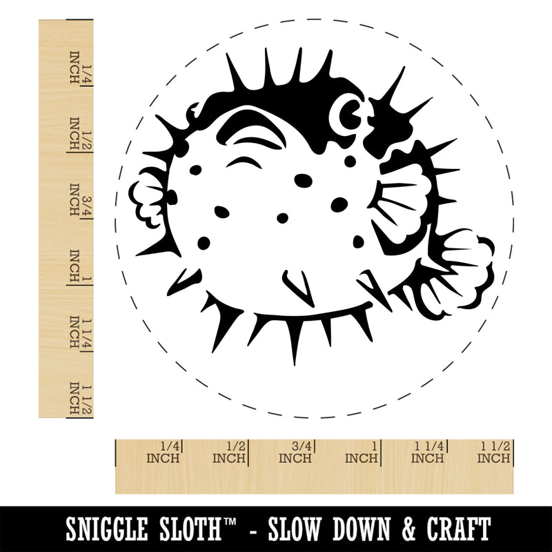 Startled Spiny Puffed Pufferfish Funny Fugu Self-Inking Rubber Stamp Ink Stamper for Stamping Crafting Planners