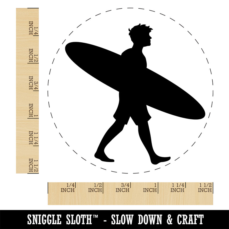 Surfer Man with Surfboard Walking Self-Inking Rubber Stamp Ink Stamper for Stamping Crafting Planners