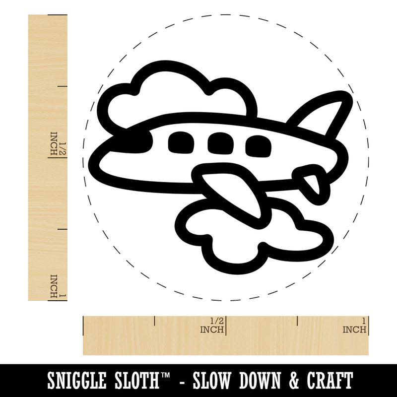 Airplane Flying Through Clouds Travel Trip Self-Inking Rubber Stamp for Stamping Crafting Planners