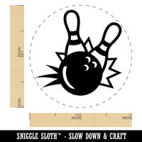 Bowling Ball Knocking Down Pins Self-Inking Rubber Stamp for Stamping Crafting Planners