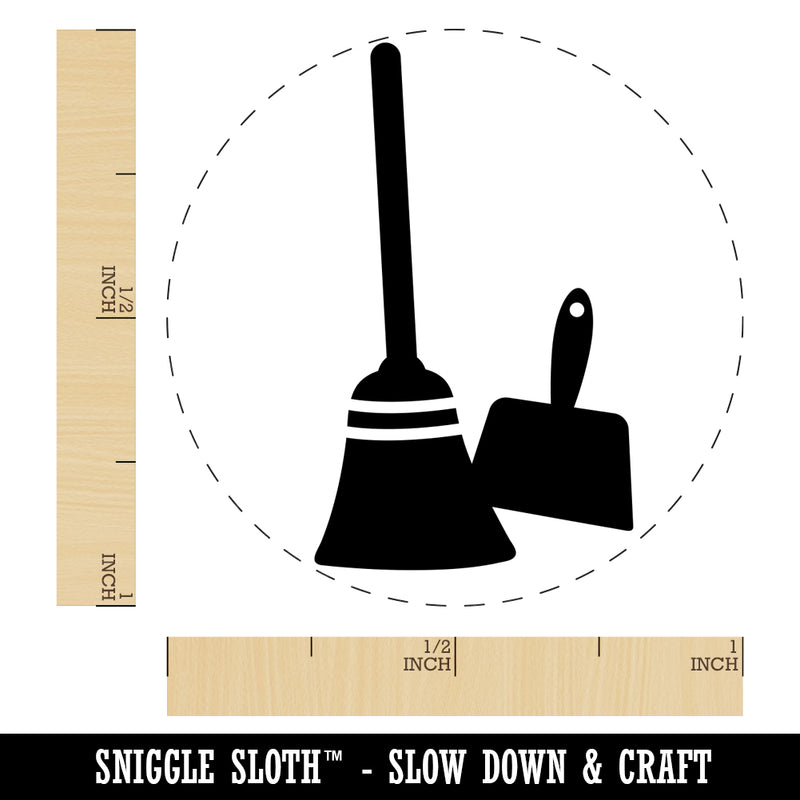 Broom and Dustpan Cleaning Self-Inking Rubber Stamp for Stamping Crafting Planners