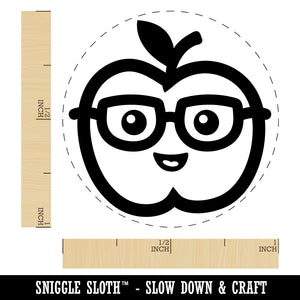 Cute Kawaii Apple Smart with Glasses Self-Inking Rubber Stamp for Stamping Crafting Planners