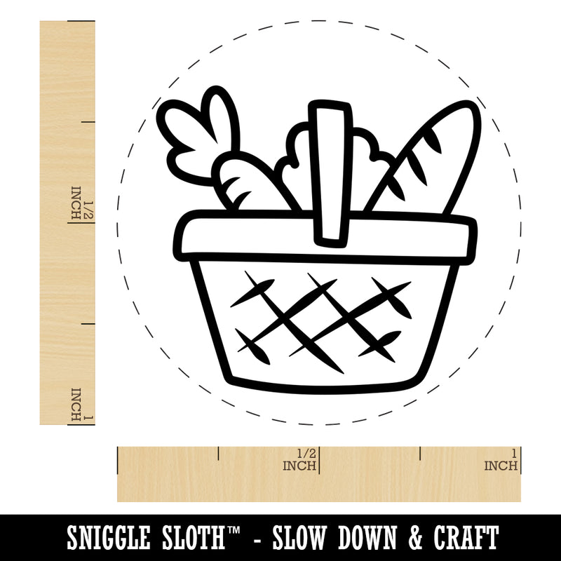 Grocery Basket Bread Carrot Self-Inking Rubber Stamp for Stamping Crafting Planners