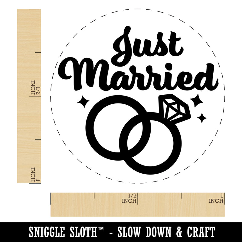 Just Married Wedding Rings Self-Inking Rubber Stamp for Stamping Crafting Planners