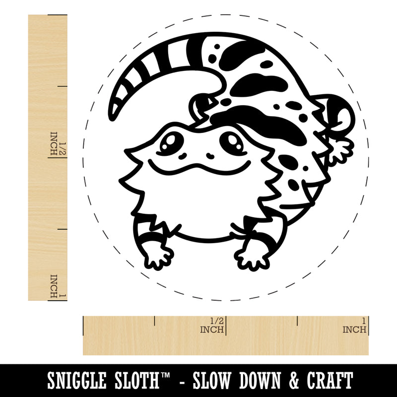 Fat Cute Bearded Dragon Lizard Reptile Self-Inking Rubber Stamp for Stamping Crafting Planners