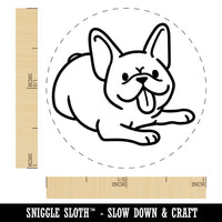 Frenchie Laying Down French Bulldog Dog Self-Inking Rubber Stamp for Stamping Crafting Planners