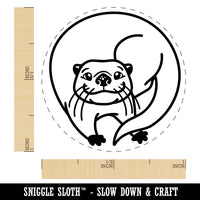 Mischievous River Otter Self-Inking Rubber Stamp for Stamping Crafting Planners