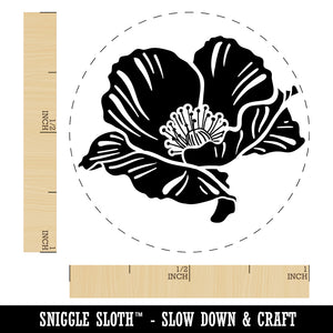 Pretty Poppy Flower Self-Inking Rubber Stamp for Stamping Crafting Planners