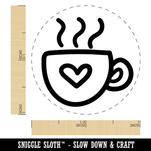 Steaming Hot Coffee Mug Cup with Heart Self-Inking Rubber Stamp for Stamping Crafting Planners